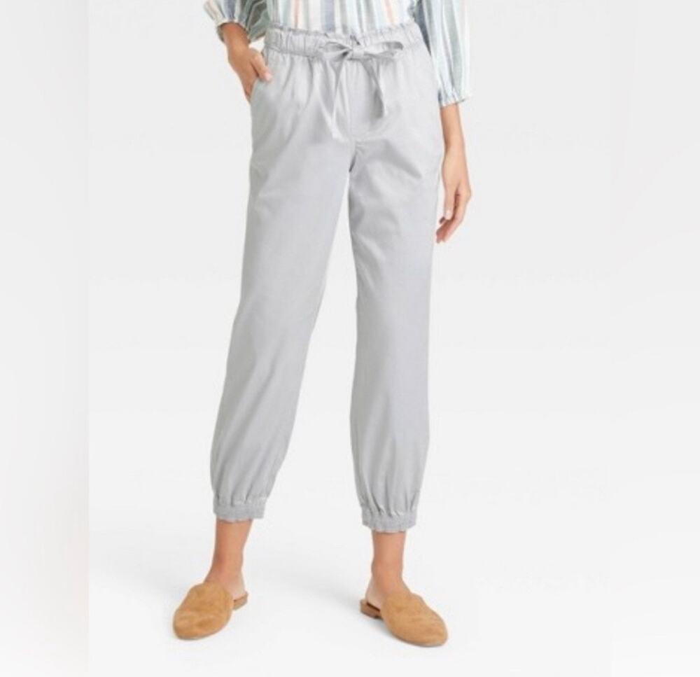 KNOX ROSE | Women's Adjustable Waist Jogger Pants NEW Size Large Silver Bliss